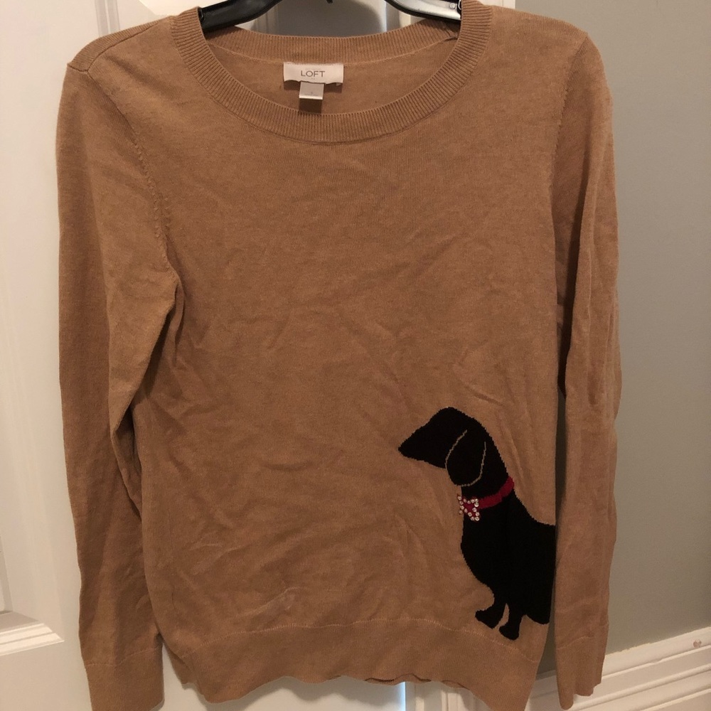 Loft size small tan dachshund sweater